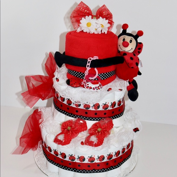 Ladybug Diaper Cake. Unisex Diaper Cake